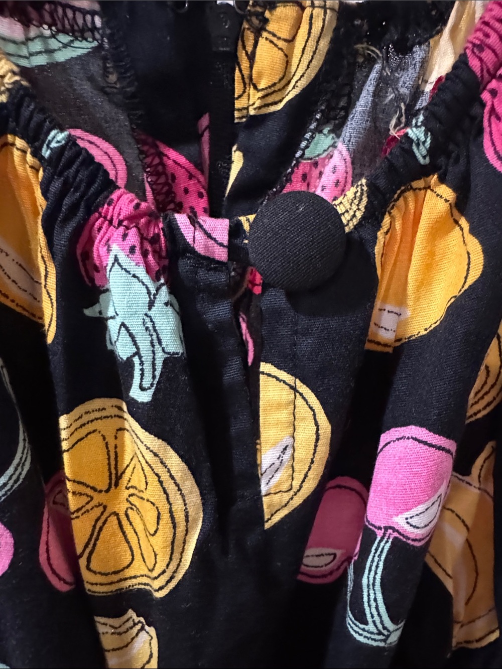 Black Fruit Print Casual Dress - Pink & Yellow - Picture 4 of 6